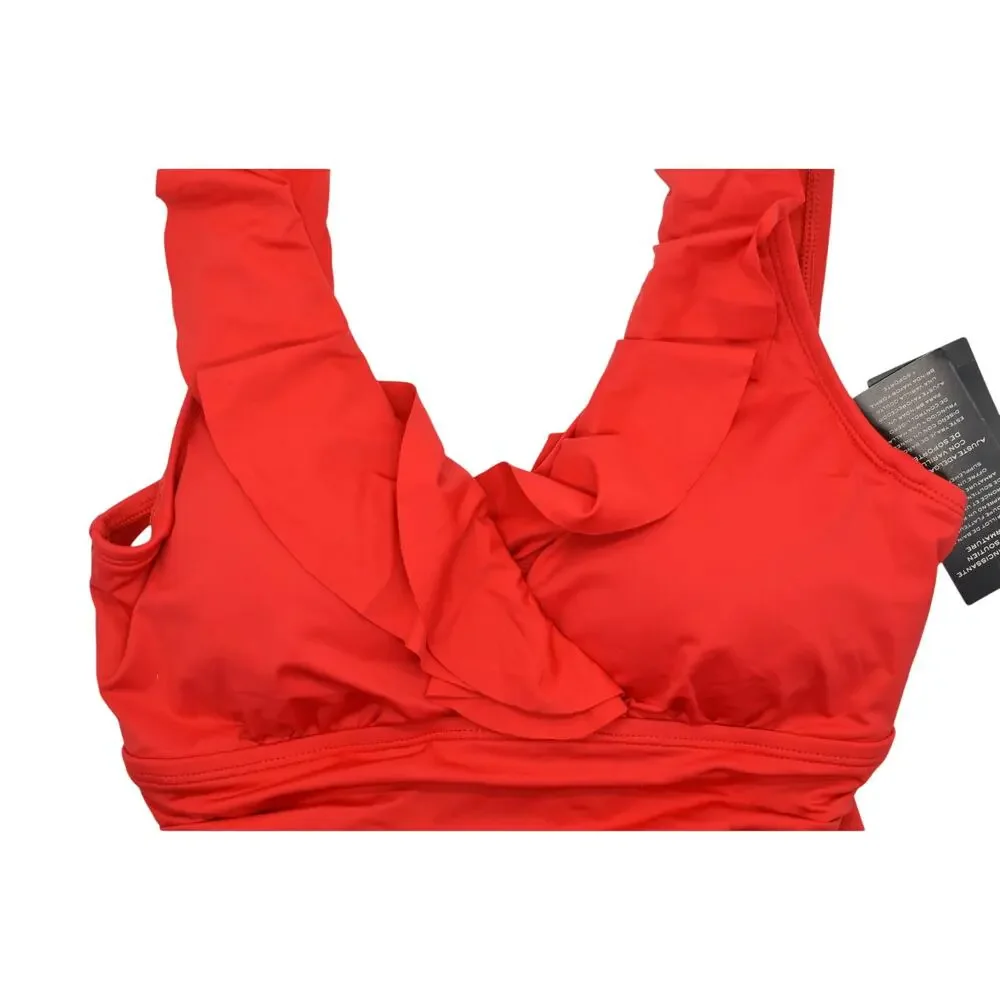 Lauren Ralph Lauren Women's Ruffle One Piece Swimsuit In Red